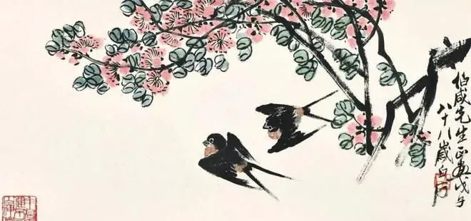 齐白石、吴昌硕画桃花，十里春风醉