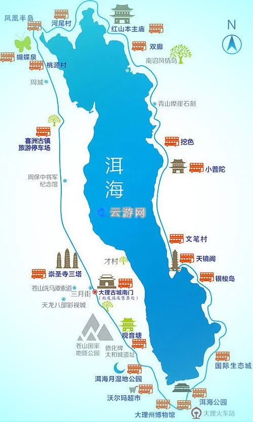 环洱海双层豪华旅游大巴(环洱海一卡通)